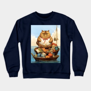 Cats at Sea: Fat Cats, little boats Crewneck Sweatshirt